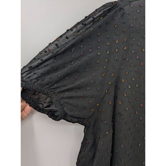 Torrid Sheer Blouse Women Size L Clip Dots Textured Rainbow Office Whimsigothic - Picture 6 of 9